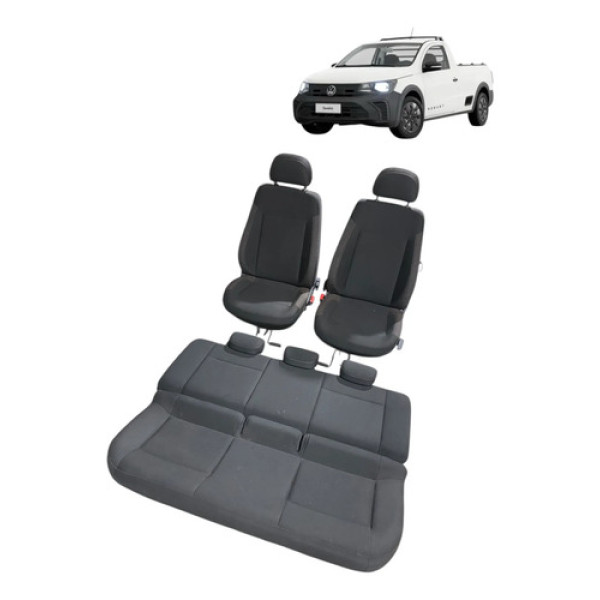 Jogo Banco Tecido Vw Saveiro Cabine Dupla 2025 Branca