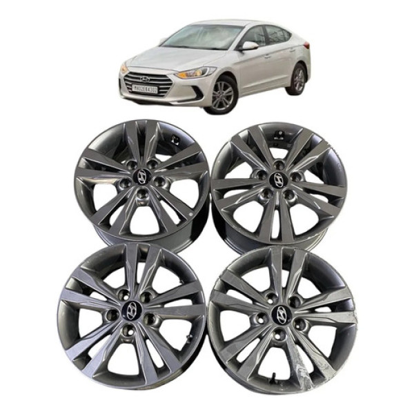 Jogo De Roda Aro 17 Hyundai Elantra 2017 C/detalhes Cinza