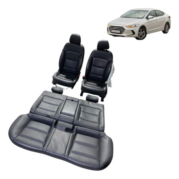 Jogo Banco De Couro Hyundai Elantra 2017 C/detalhe Cinza